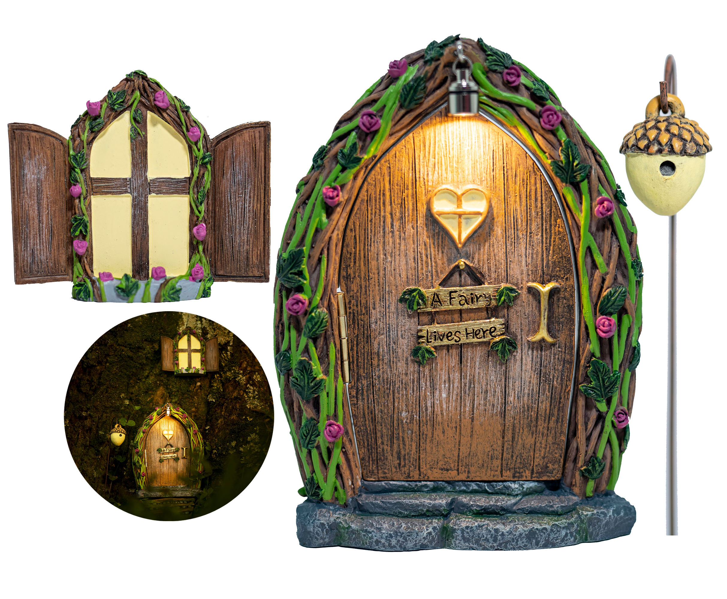 Opening Fairy Door and Window for Trees with Light