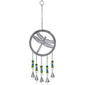 Brass Bell Chime Large - Silver Metal Dragonfly
