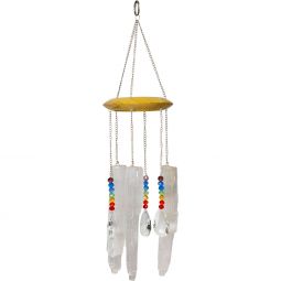 Selenite & Crystal Suncatcher Mobile w/ Chakra Beads