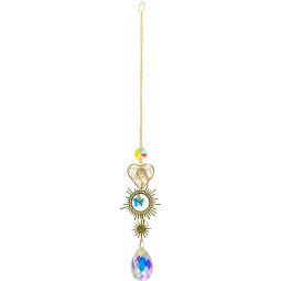Crystal Hanging String - AB Crystal Drop w/ Heart & Sun Charms