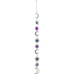 Crystal Hanging String - AB Crystal Mini Discs w/ Moon & Star Burst Charms