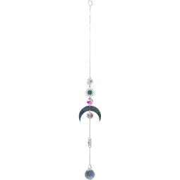 Crystal Hanging String - AB Crystal Sphere & Mini Discs w/ Moon Charm