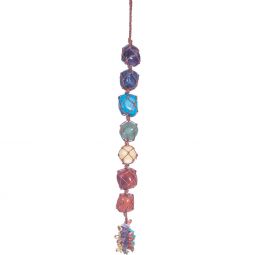 Hanging Rough Crystal String w/ Tassels - Chakra