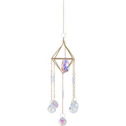 Hanging AB Crystal Prism Suncatcher w/ Crystal Spheres AB