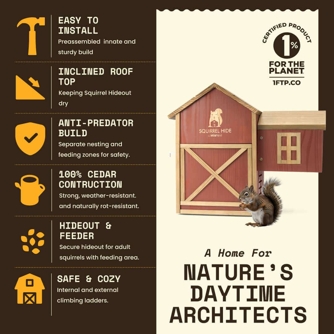 WildYard Cedar Squirrel House Hideout Feeder Outdoor Nest
