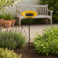 Sunflower Bird Feeder and Bath, Yellow Cast Iron Garden Stake, 30"