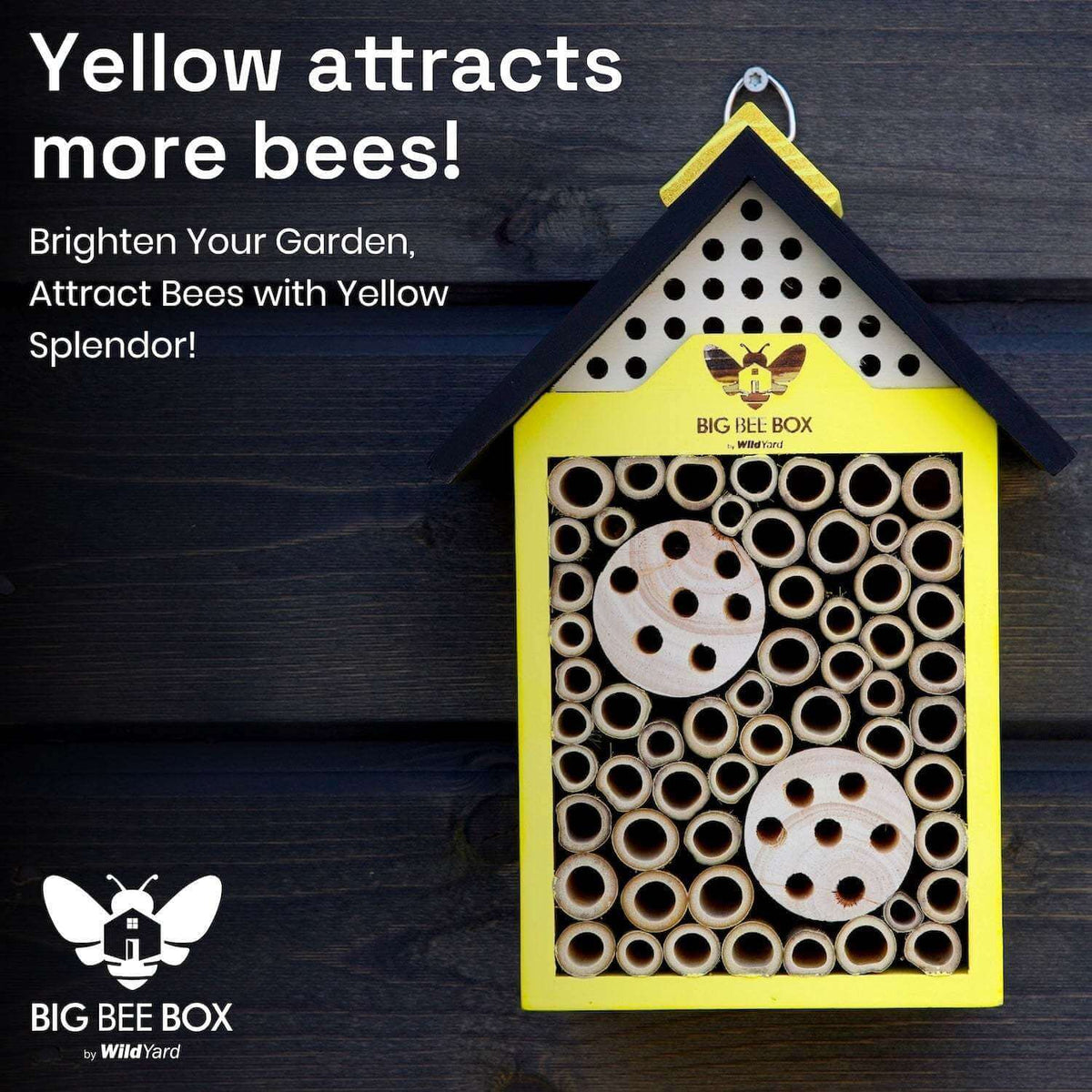 Bee House Bamboo Pollinator Habitat Garden Outdoor Box