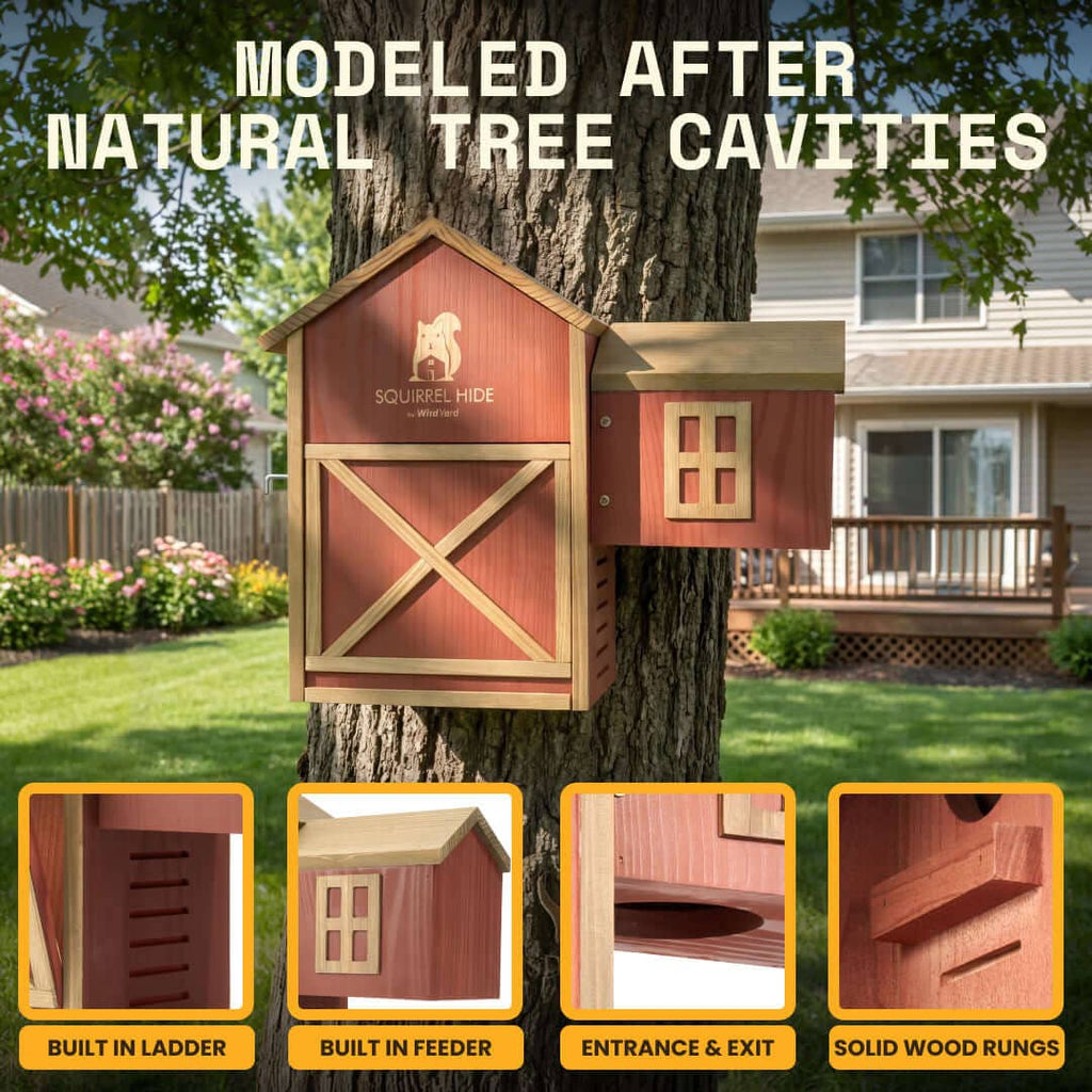 WildYard Cedar Squirrel House Hideout Feeder Outdoor Nest
