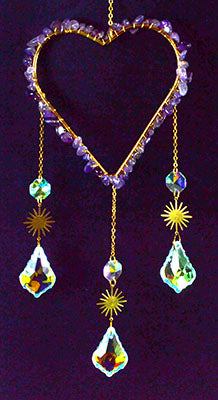 17" Amethyst Heart sun catcher