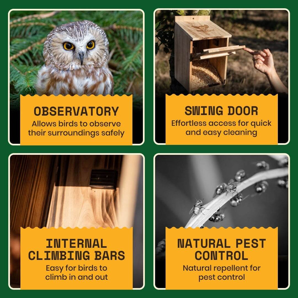 Owl Box Wooden Nesting Habitat for Backyard Wildlife