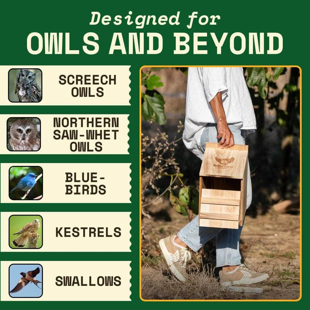 Owl Box Wooden Nesting Habitat for Backyard Wildlife