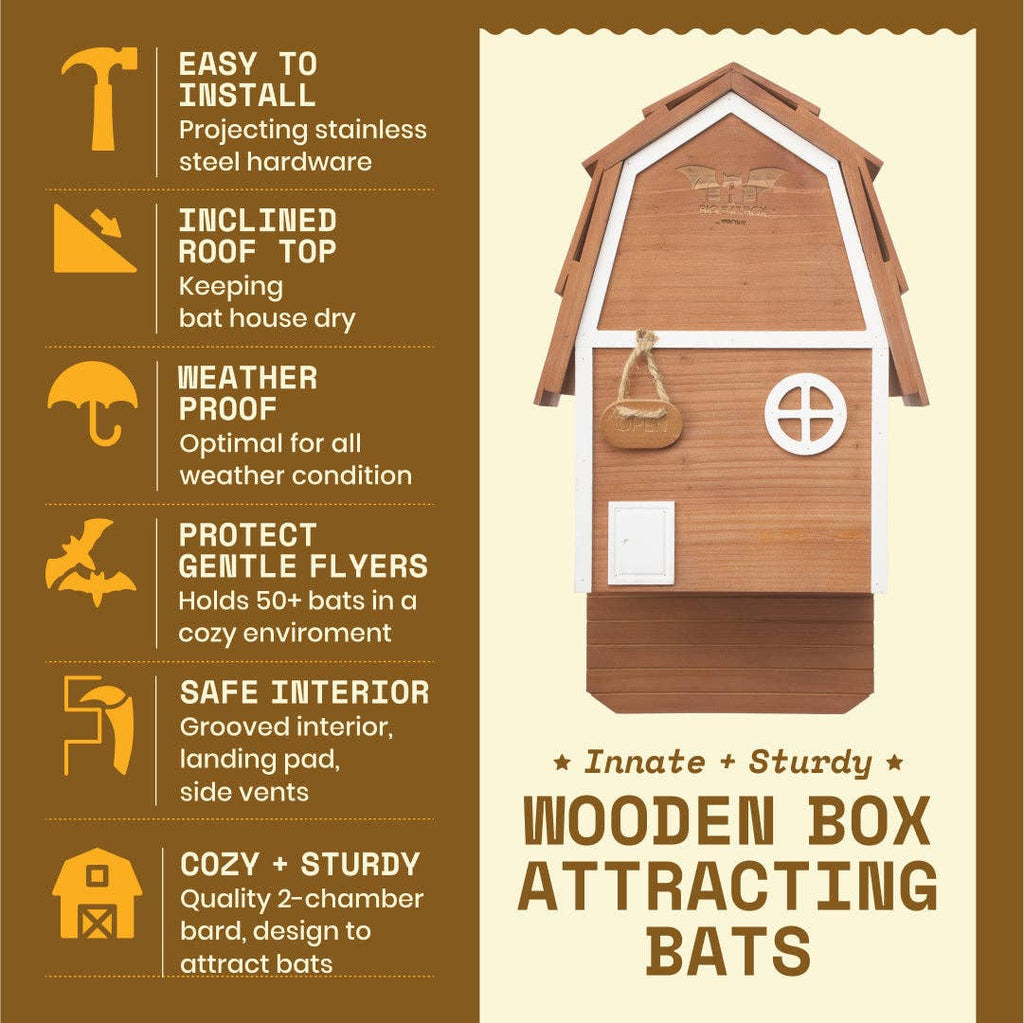 Bat Barn Junior Cedar Bat House 2 Chamber Brown Outdoor